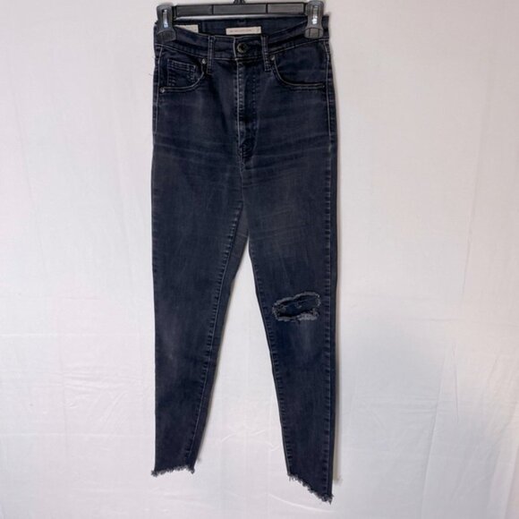 Levi’s Washed Black Black Tab Mile High Super Skinny Distressed Raw Hem Jeans 27 - Picture 15 of 15